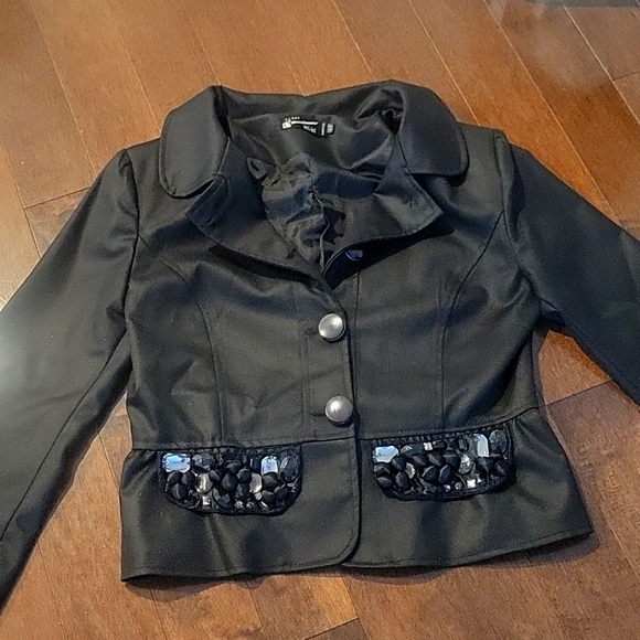 RINASCIMENTO- rhinestones cropped blazer - Picture 1 of 4